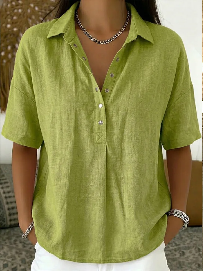 Van Rijn Fashion® | Blouse met Kraag en Knoopdetail