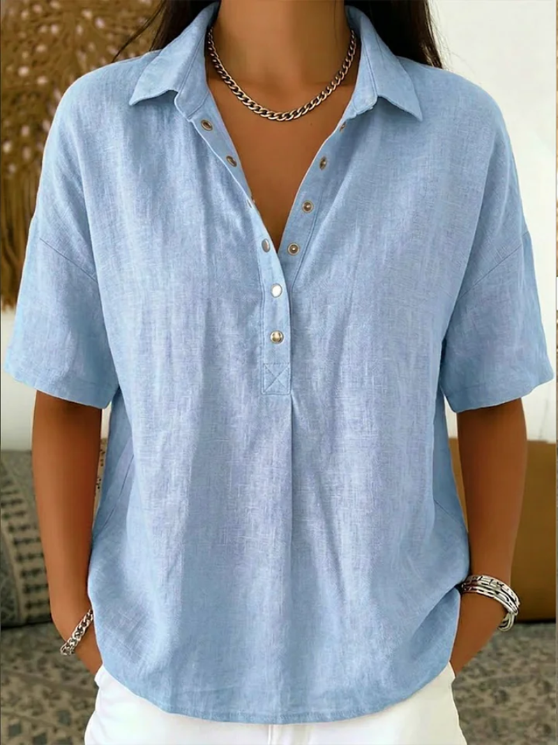 Van Rijn Fashion® | Elegante Blouse met Kraag & Knoopdetails