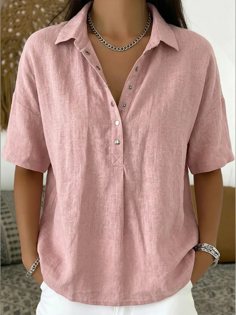 Van Rijn Fashion® | Blouse met Kraag en Knoopdetail
