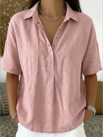 Van Rijn Fashion® | Blouse met Kraag en Knoopdetail