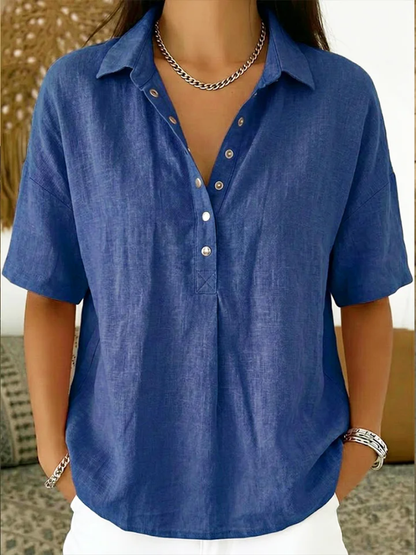 Van Rijn Fashion® | Blouse met Kraag en Knoopdetail