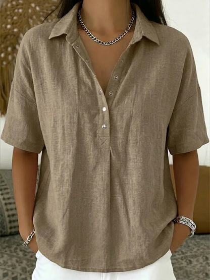 Van Rijn Fashion® | Elegante Blouse met Kraag & Knoopdetails