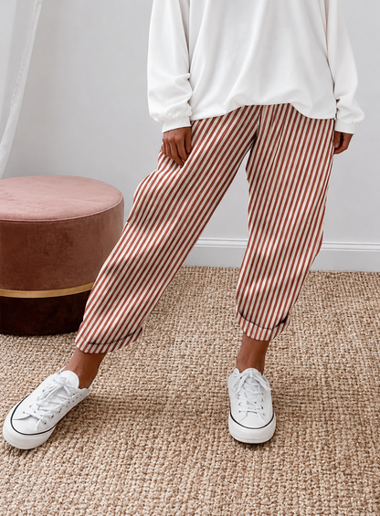 Fleur | Gestreepte Broek - Roze