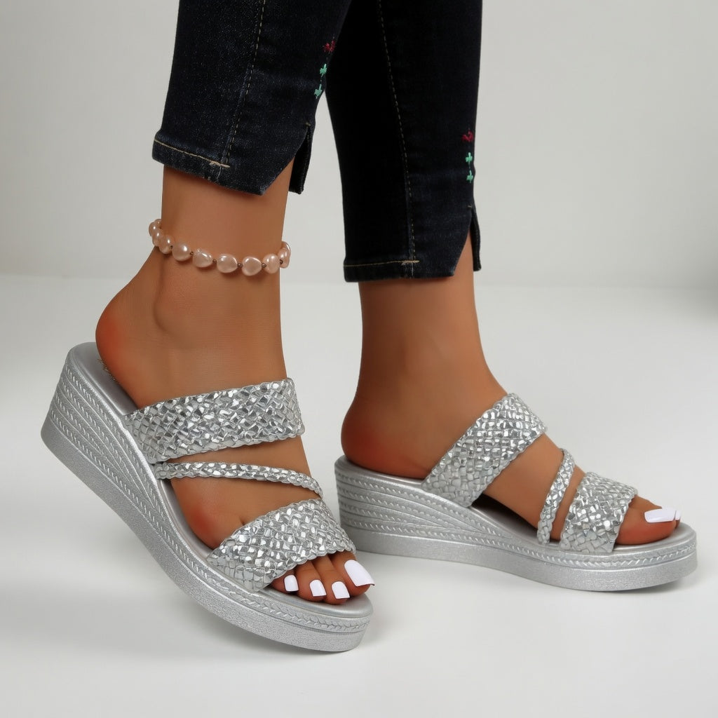 Nori Wedge Mule Zilver
