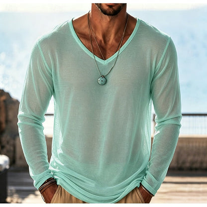 Axel V-Hals Longsleeve Top Hemelsblauw