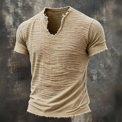 Vintage V-Hals T-Shirt Khaki