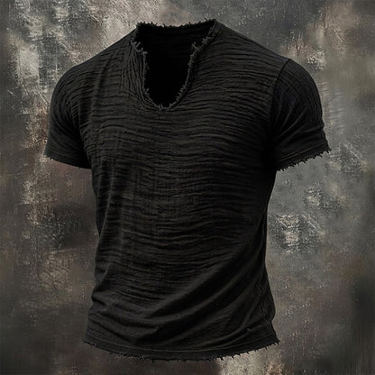 Vintage V-Hals T-Shirt Zwart