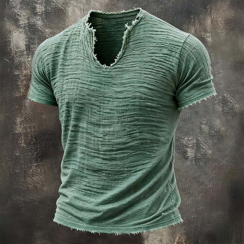 Vintage V-Hals T-Shirt Groen